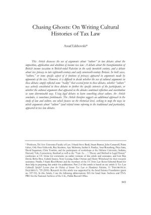 On Writing Cultural Histories of Tax Law