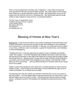 Here Is a House Blessing for the New Year Or Epiphany