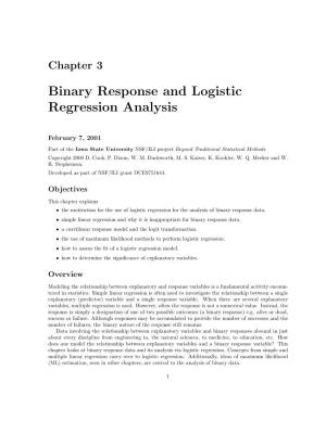 Binary Response and Logistic Regression Analysis