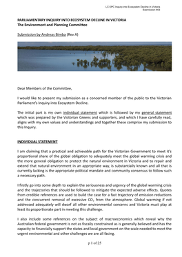 PARLIAMENTARY INQUIRY INTO ECOSYSTEM DECLINE in VICTORIA the Environment and Planning Committee