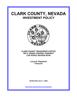 Clark County, Nevada Investment Policy