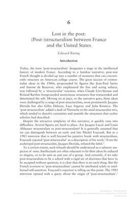 Lost in the Post: (Post-)Structuralism Between France and the United States