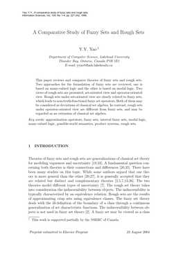 A Comparative Study of Fuzzy Sets and Rough Sets, Information Sciences, Vol