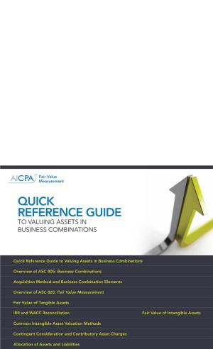 Quick Reference Guide to Valuing Assets in Business Combinations