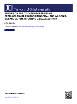 Factors in Normal and Wilson's- Disease Serum Affecting Oxidase Activity