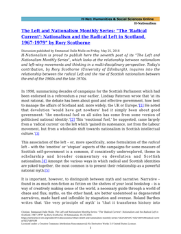 The 'Radical Current': Nationalism and the Radical Left In