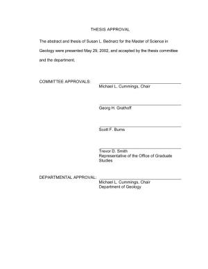 THESIS APPROVAL the Abstract and Thesis of Susan L. Bednarz for The