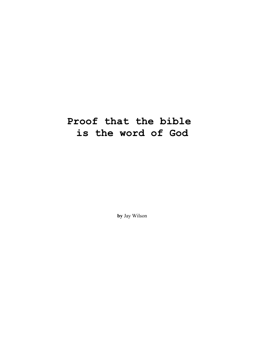 Proof That the Bible Is the Word of God