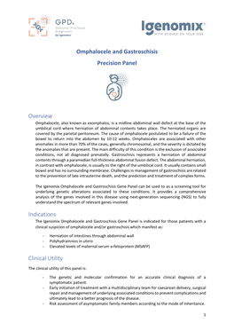 Omphalocele and Gastroschisis Precision Panel Overview Indications Clinical Utility