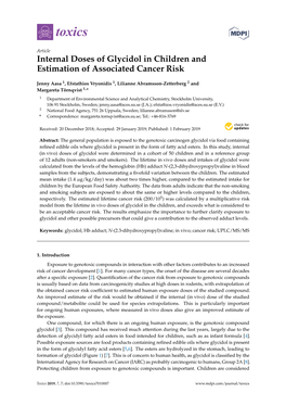 Internal Doses of Glycidol in Children and Estimation of Associated Cancer Risk