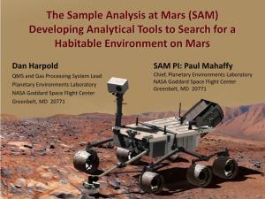 The Sample Analysis at Mars (SAM) Developing Analytical Tools to Search for a Habitable Environment on Mars