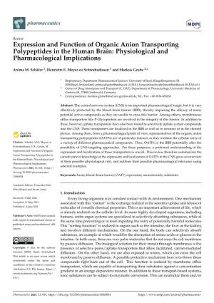 Expression and Function of Organic Anion Transporting Polypeptides in the Human Brain: Physiological and Pharmacological Implications