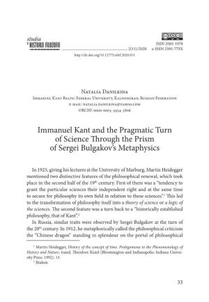 Immanuel Kant and the Pragmatic Turn of Science Through the Prism of Sergei Bulgakov’S Metaphysics