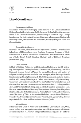 Laurens Van Apeldoorn Is Assistant Professor of Philosophy and a Member of the Centre for Political Philosophy at Leiden University, the Netherlands