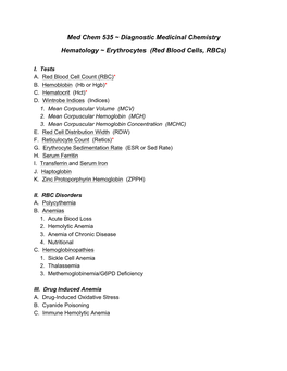 Erythrocytes (Red Blood Cells, Rbcs)