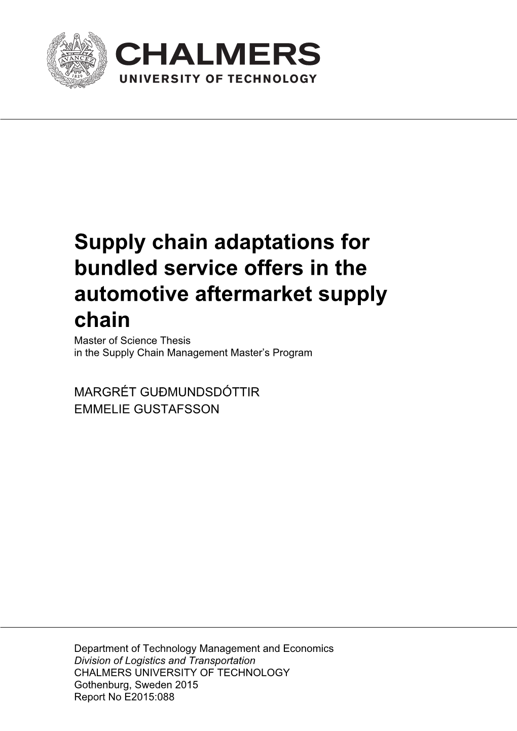 Supply Chain Adaptations for Bundled Service Offers in the Automotive