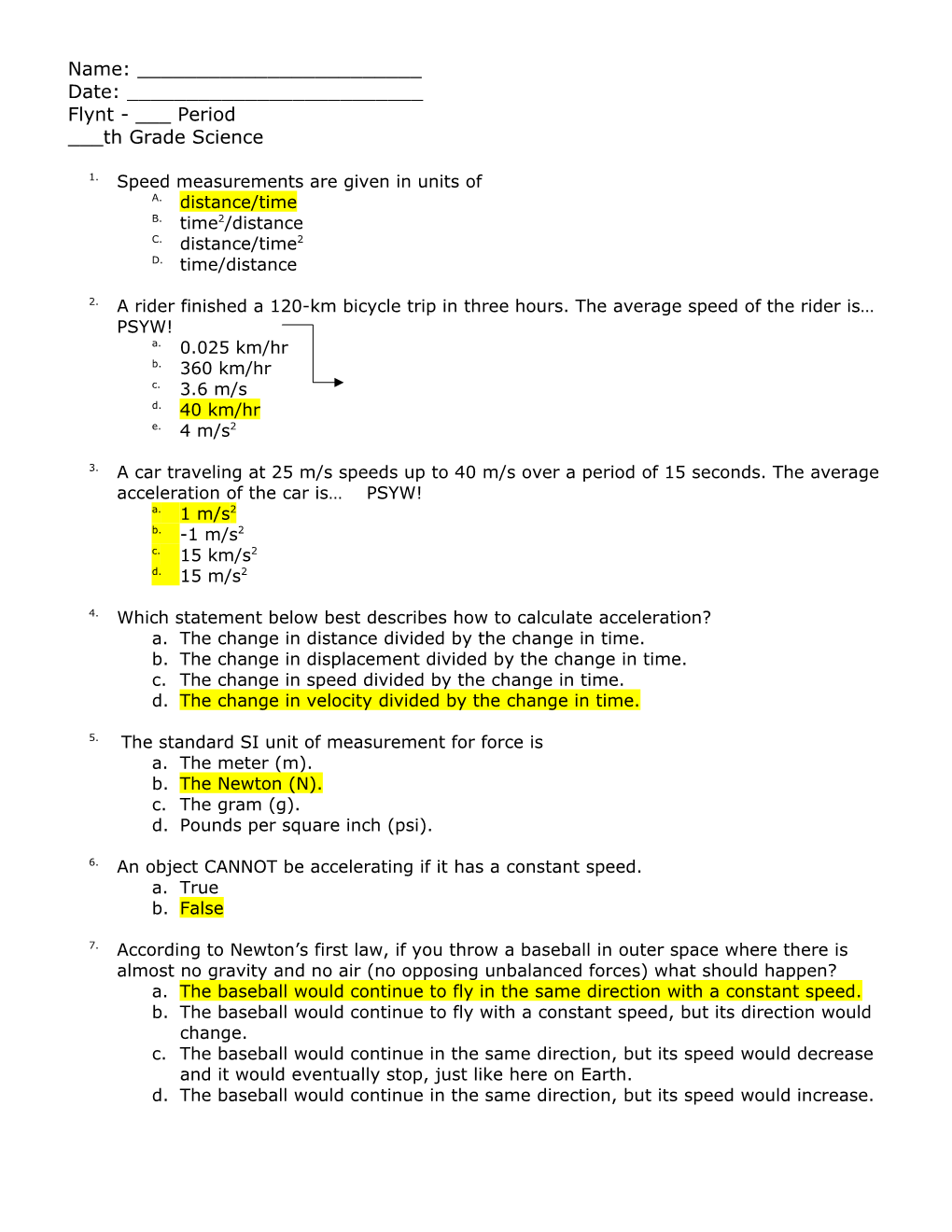 Practice Problems for Work, MA and Efficiency