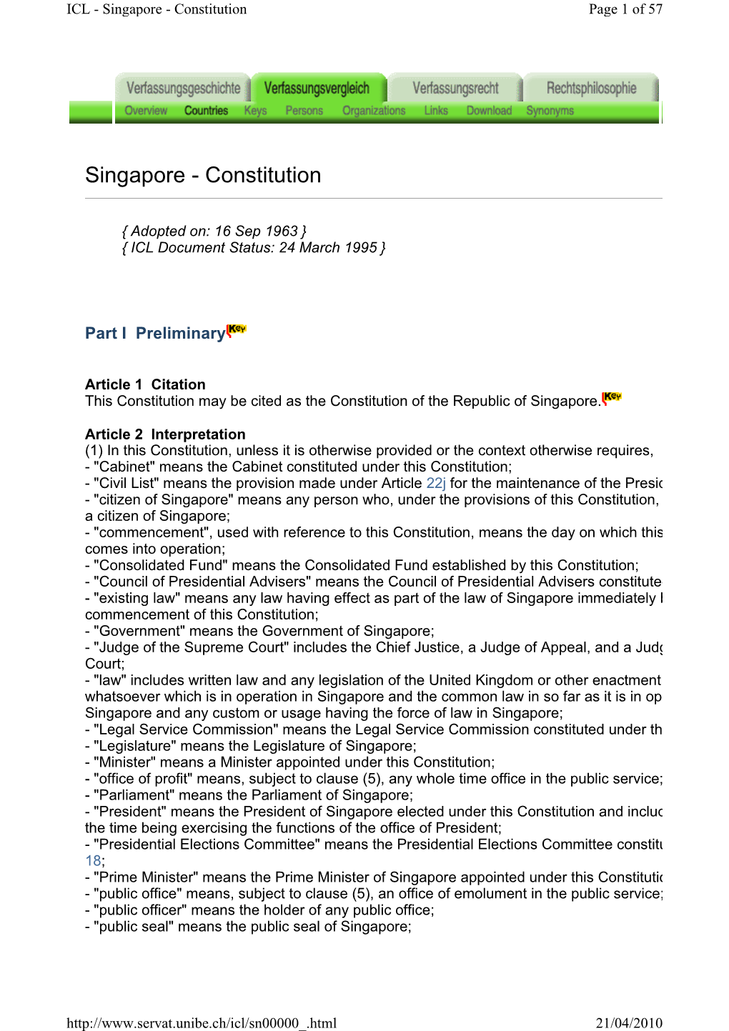 Singapore Constitution 1963