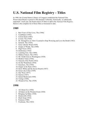 US National Film Registry