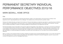 Permanent Secretary Individual Performance Objectives 2015/16