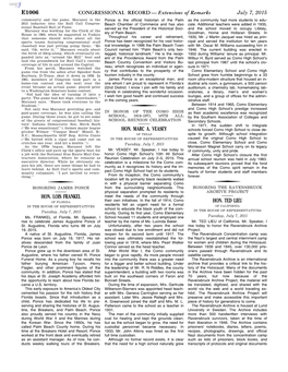 CONGRESSIONAL RECORD— Extensions of Remarks E1006 HON. LOIS FRANKEL HON. MARC A. VEASEY HON. TED LIEU