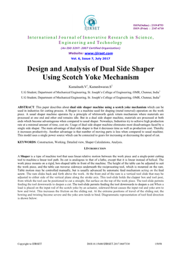 Design and Analysis of Dual Side Shaper Using Scotch Yoke Mechanism