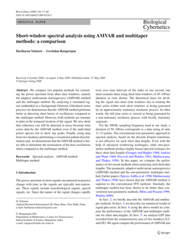 Short-Window Spectral Analysis Using AMVAR and Multitaper Methods: a Comparison