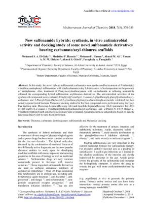 New Sulfonamide Hybrids: Synthesis, in Vitro Antimicrobial Activity and Docking Study of Some Novel Sulfonamide Derivatives Bearing Carbamate/Acyl-Thiourea Scaffolds