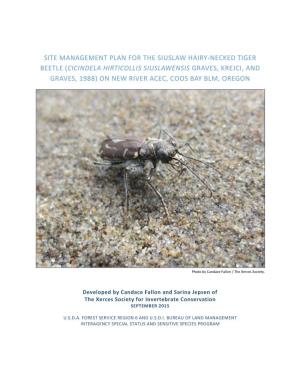 Site Management Plan for the Siuslaw Hairy-Necked Tiger Beetle