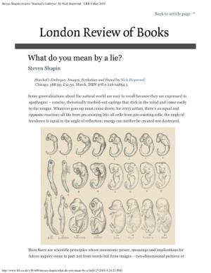 Steven Shapin Reviews 'Haeckel's Embryos' by Nick Hopwood · LRB 5