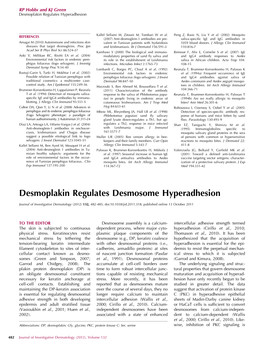 Desmoplakin Regulates Desmosome Hyperadhesion