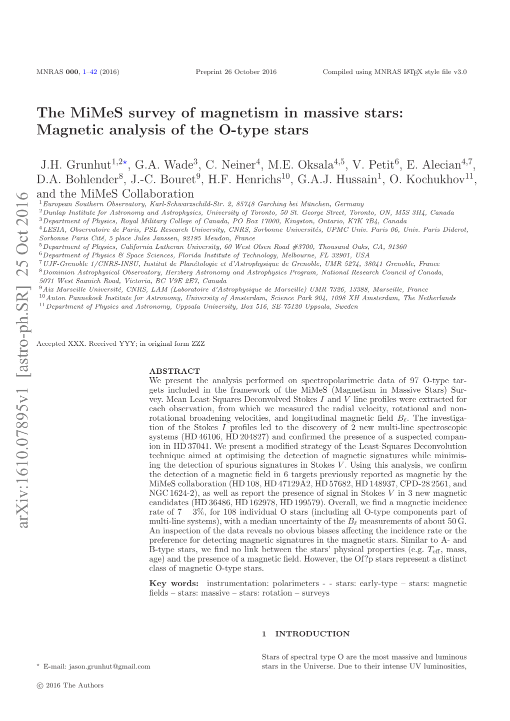 The Mimes Survey of Magnetism in Massive Stars: Magnetic Analysis of the O-Type Stars