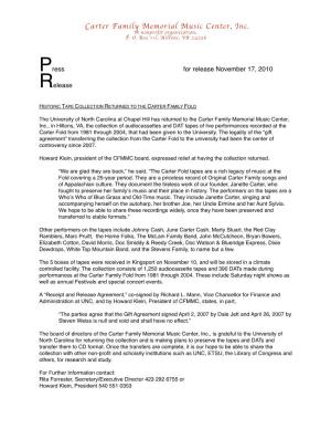 Tapes Press Release