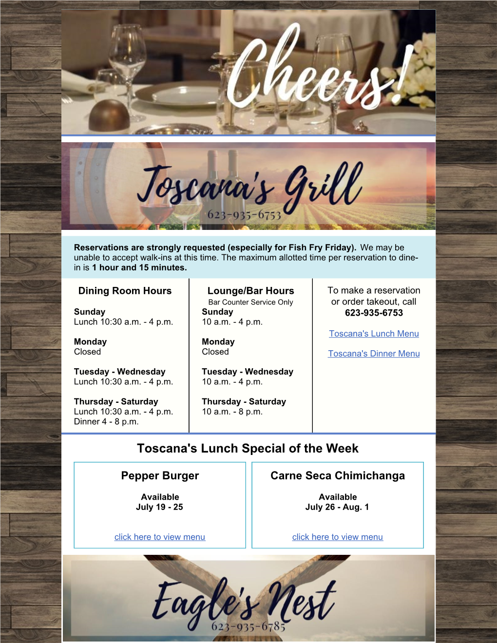 Toscana's Lunch Special of the Week