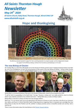 Newsletter May 24Th 2020 All Saints Church, Raby Road, Thornton Hough, Wirral CH63 1JP