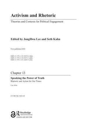 Activism and Rhetoric Theories and Contexts for Political Engagement