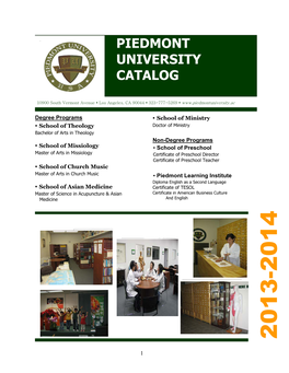 Piedmont University Catalog Is Published Annually