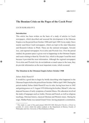 The Bosnian Crisis on the Pages of the Czech Press1