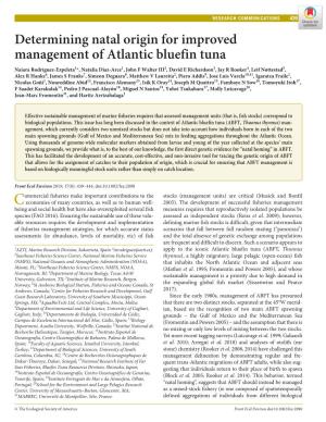 Determining Natal Origin for Improved Management of Atlantic Bluefin Tuna