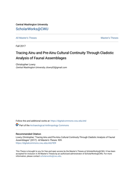 Tracing Ainu and Pre-Ainu Cultural Continuity Through Cladistic Analysis of Faunal Assemblages