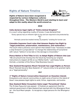 Rights of Nature Timeline