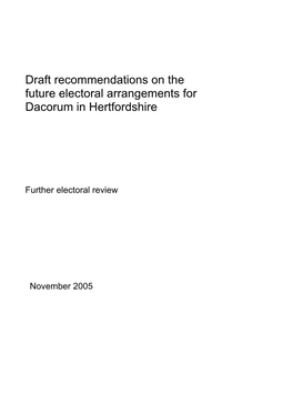 Draft Recommendations on the Future Electoral Arrangements for Dacorum in Hertfordshire