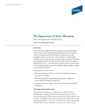 The Importance of Asset Allocation How Baird Approaches Portfolio Design by Baird Asset Manager Research