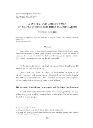 A Survey: Bob Griess's Work on Simple Groups and Their