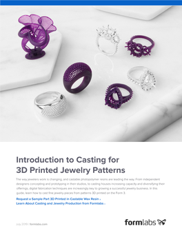 Introduction to Casting for 3D Printed Jewelry Patterns