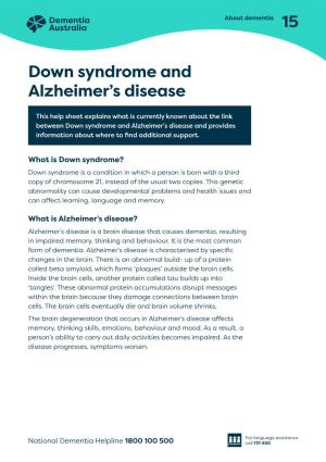 Downs Syndrome and Alzheimer's Disease