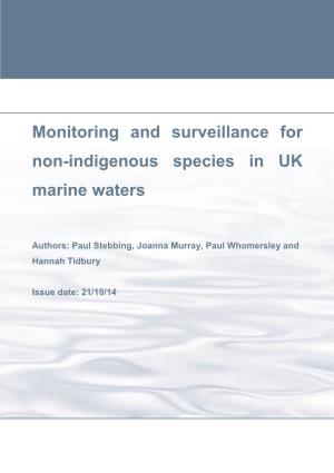 Monitoring and Surveillance for Non-Indigenous Species in UK Marine Waters