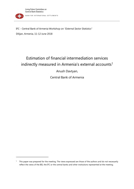 Estimation of Financial Intermediation Services Indirectly Measured in Armenia’S External Accounts1