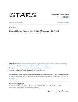 Central Florida Future, Vol. 21 No. 33, January 12, 1989
