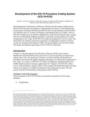 Development of the ICD-10 Procedure Coding System (ICD-10-PCS)